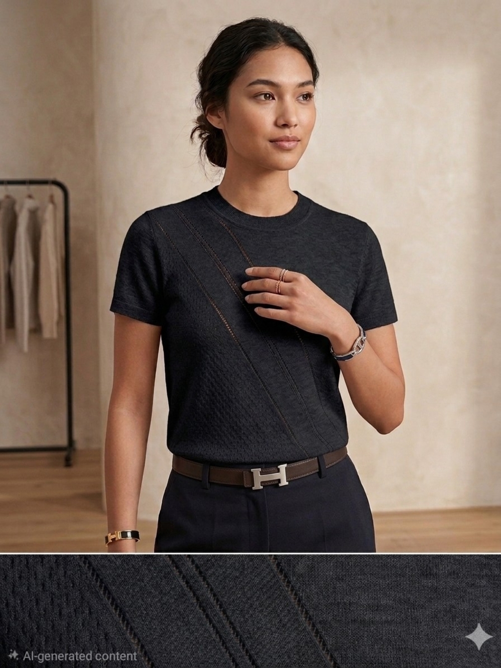 Authentic Hermes luxury knitwear Tee - PTP 19